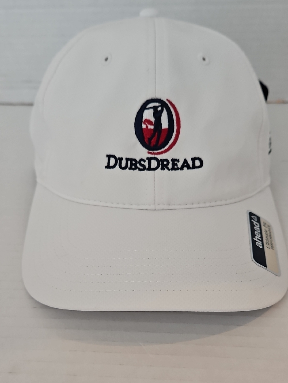 Ahead | NWT Men's White Embroidered Logo DubsDread Orlando Activewear Golf Cap